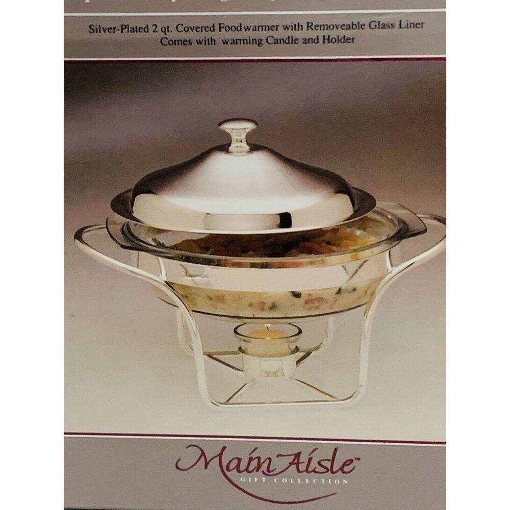 Main Aisle Silver Plated 2 Qt Gallery Round Food Warmer Vintage 1987
